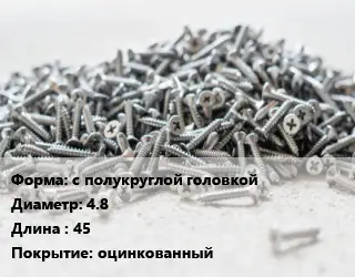Шуруп с полукруглой головкой 4.8х45 оцинкованный